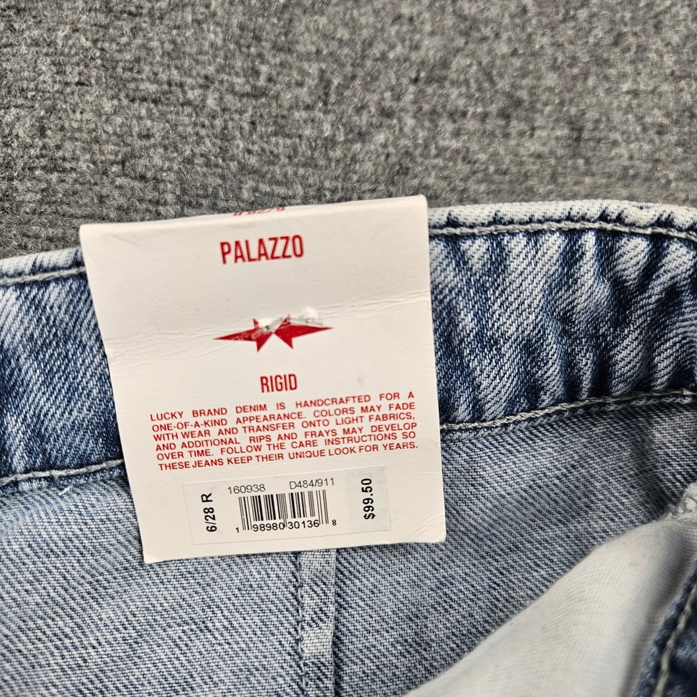 Lucky Brand Palazzo Wide Leg Rigid Denim Jeans Light Wash Blue 6/28 R New - Picture 4 of 16